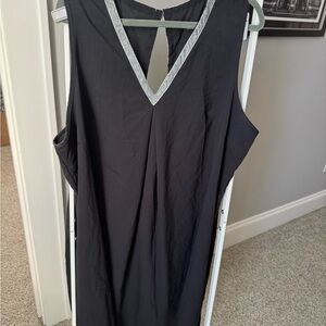 Elegant Black Midi Dress with Silver Trim